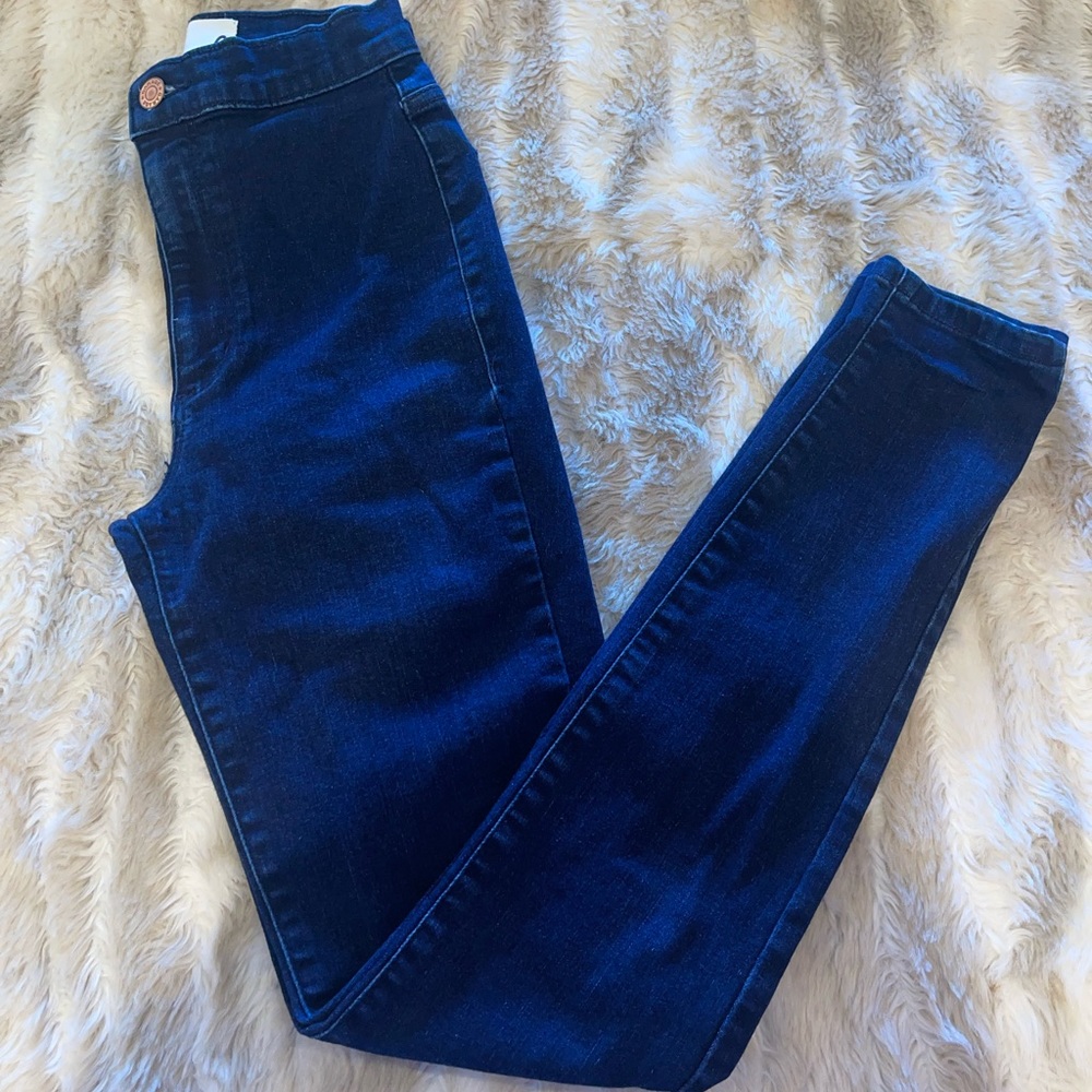 Deep blue Garage ultra high rise skinny jeans
